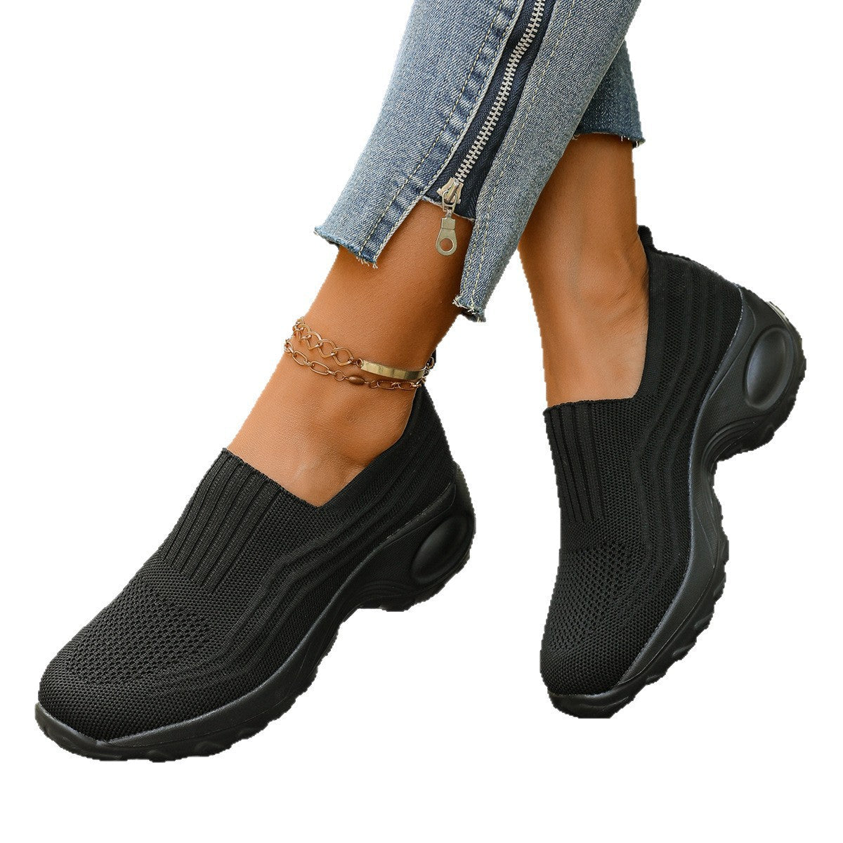 Damen Komfortable Slip-On Sneakers mit atmungsaktivem Mesh-