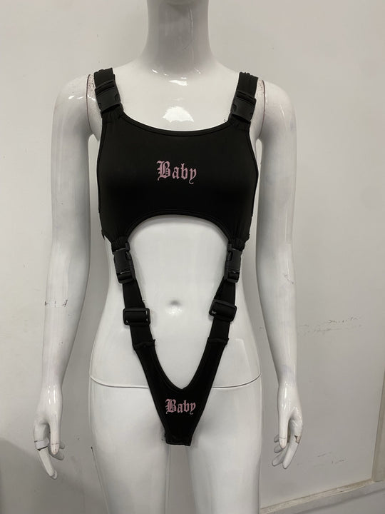 Damen Wickelbody mit einzigartigem Design und verstellbaren Riemen R&B