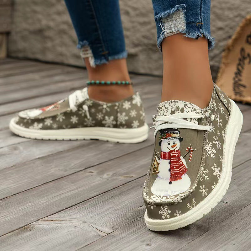 Damen Sneakers im winterlichen Design mit Schneemann-Motiv und rutschfester Sohle R&B
