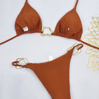 Damen Triangel-Bikini mit stilvollen Goldakzenten R&B