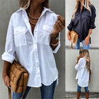 Damen Modische Hemdbluse mit praktischen Brusttaschen und legerem Schnitt R&B
