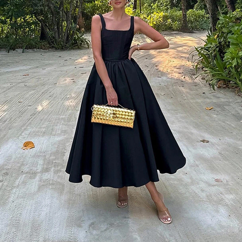 Damen Elegantes Ballkleid mit Einem Taillierten Oberteil und Weichem, Schwingendem Rock R&B
