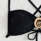 Damen Triangel-Bikini-Set mit dekorativem Ring R&B