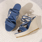Damen Wedge-Pantoletten mit geflochtenem Absatz R&B