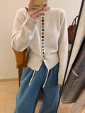 Damen Strickcardigan mit bunten Knopfdetails und angenehmer Passform
