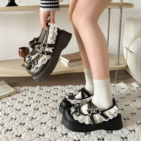 Damen Plateau-Schuhe mit verspieltem Rüschendesign und eleganten Akzenten R&B