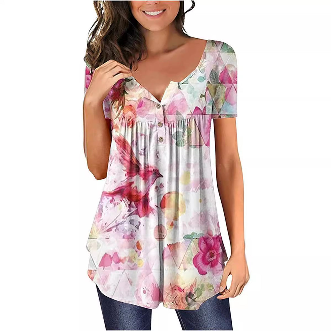 Damen Tunika Damen U-Ausschnitt Print