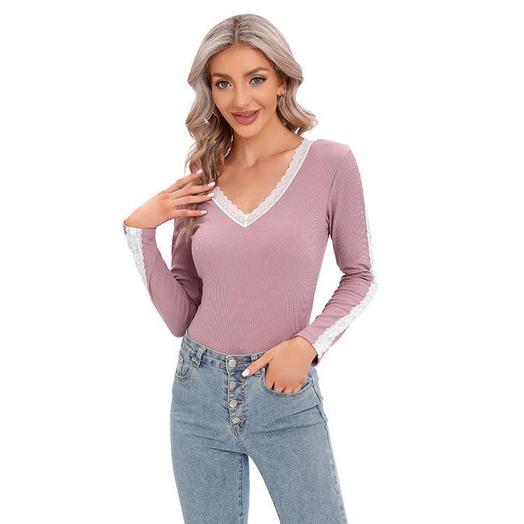 Damen Langarmbody mit Spitzenrücken R&B