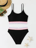 Damen Sportliches Bikini-Set mit modischem Rippdesign und elastischem Bund R&B