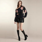 Damen Pullover mit floralem Muster und lässigem Schnitt R&B
