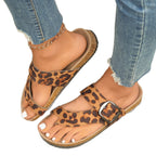 Damen Komfortable Zehentrenner-Sandalen mit animalischem Muster R&B