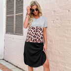 Damen modisches T-Shirt-Kleid mit Leopardenmuster und lässigem Schnitt R&B