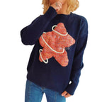 Damen Strickpullover mit kreativem Motiv und lässigem Schnitt R&B