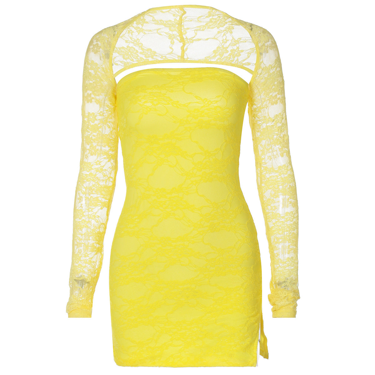 Damen Spitzenkleid mit langen Ärmeln R&B