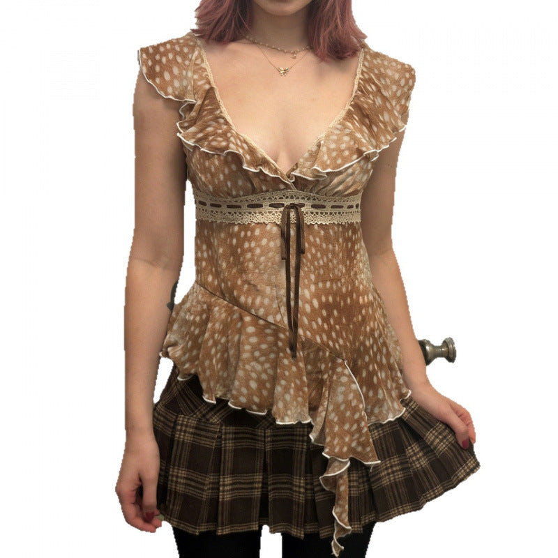 Damen asymmetrisches Kleid mit Rüschendetails R&B