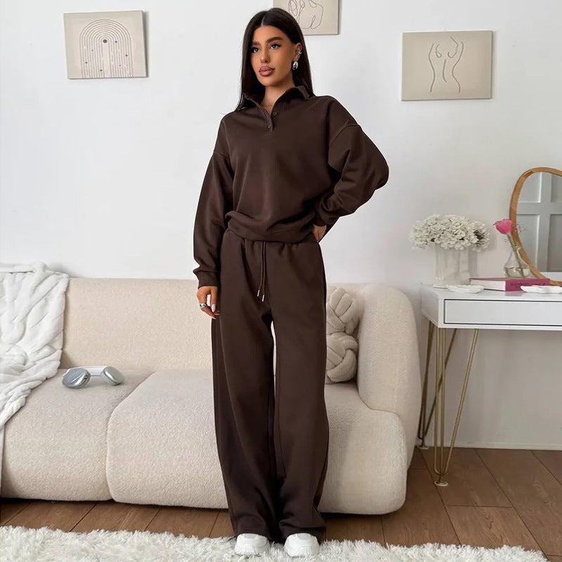 Damen lässiges Poloshirt und weite Hose Set R&B