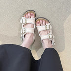 Damen bequeme Clogs mit verstellbaren Schnallen und ergonomischem Fußbett R&B