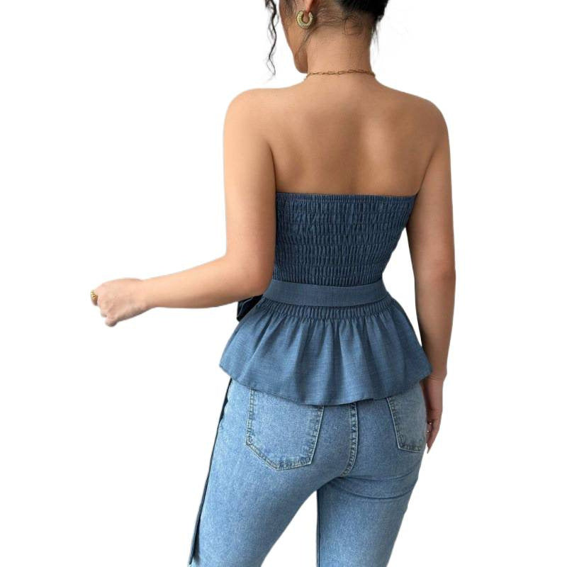 Damen Bustieroberteil mit Rüschen und dekorativem Blumenapplikation R&B