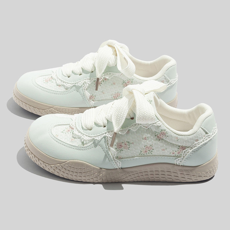 Damen Sneakers mit floralem Design und atmungsaktiver Mesh-Oberfläche R&B