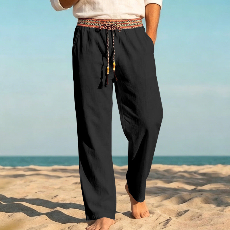 Herren nan sommerliche Relaxhose mit gewR&Btem Zierbund und geradem Bein R&B
