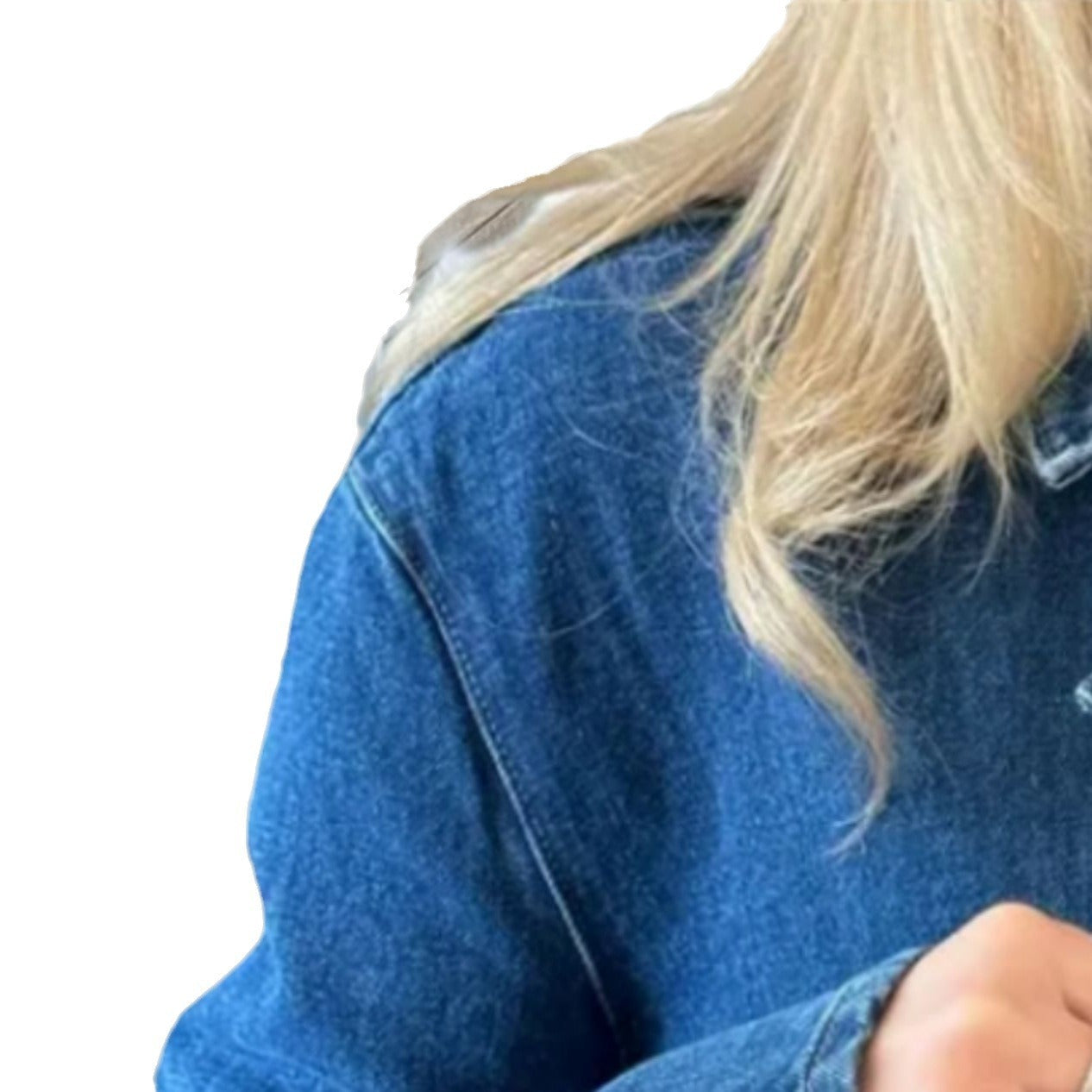 Damen modische Jeansjacke mit dekorativen Knopfdetails und zwei aufgesetzten Taschen R&B