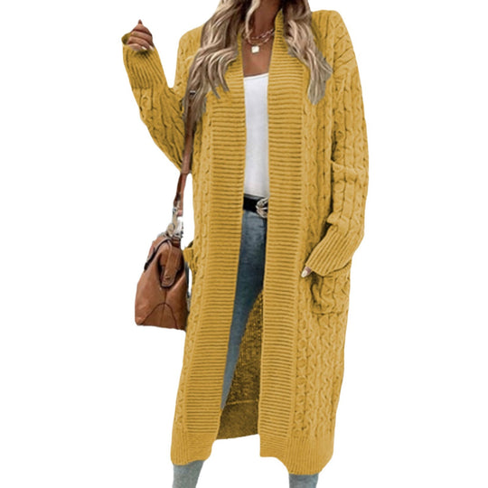 Damen Grobstrick-Cardigan mit offenen Taschen und texturiertem Kabelfinish R&B
