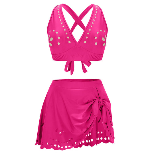Damen Bade-Set mit Skirt und Kreuz-Trägern R&B