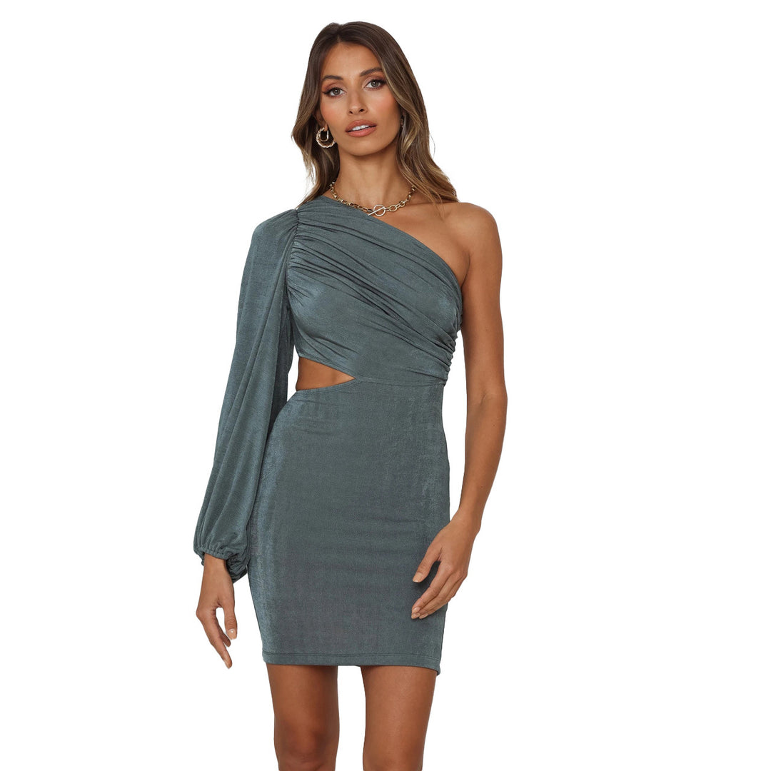 Damen Elegantes Ein-Schulter-Kleid mit raffiniertem Schnitt und charakteristischem Schlitz R&B