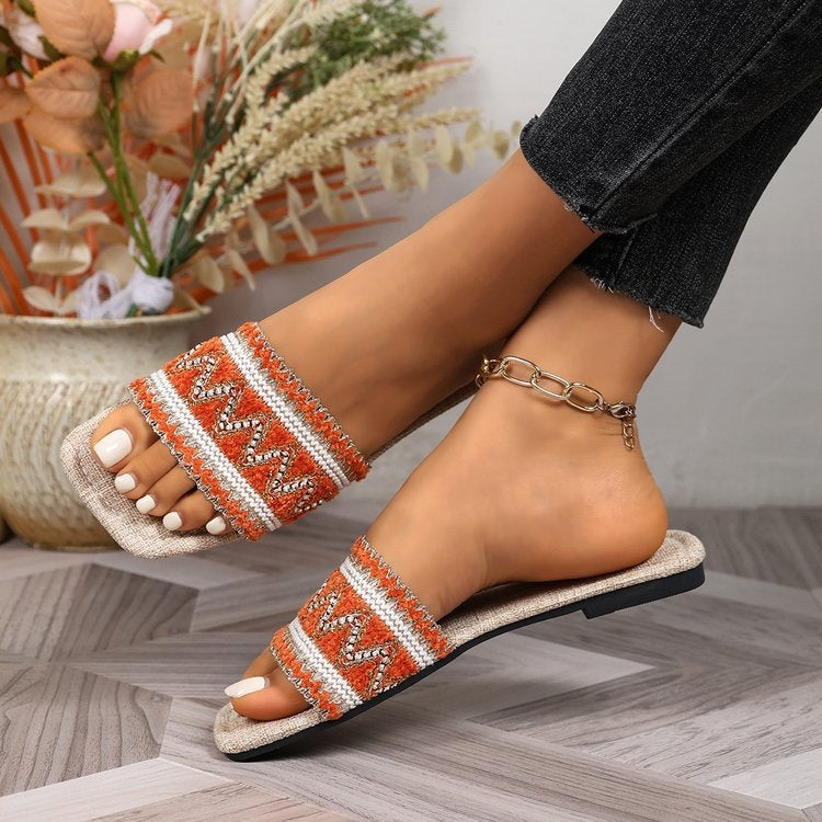 Damen Elegante und luftige Hausschuhe mit gesticktem Design R&B