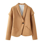 Damen elegante Suede-Jacke mit modischen Taschen R&B