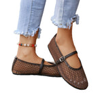 Damen Elegante Ballerinas mit modischem Netzdesign und dekorativer Schnallen-Applikation R&B
