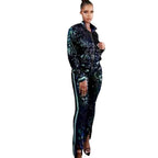 Damen Glitzerndes Sportanzug-Set mit trendigen Streifen R&B