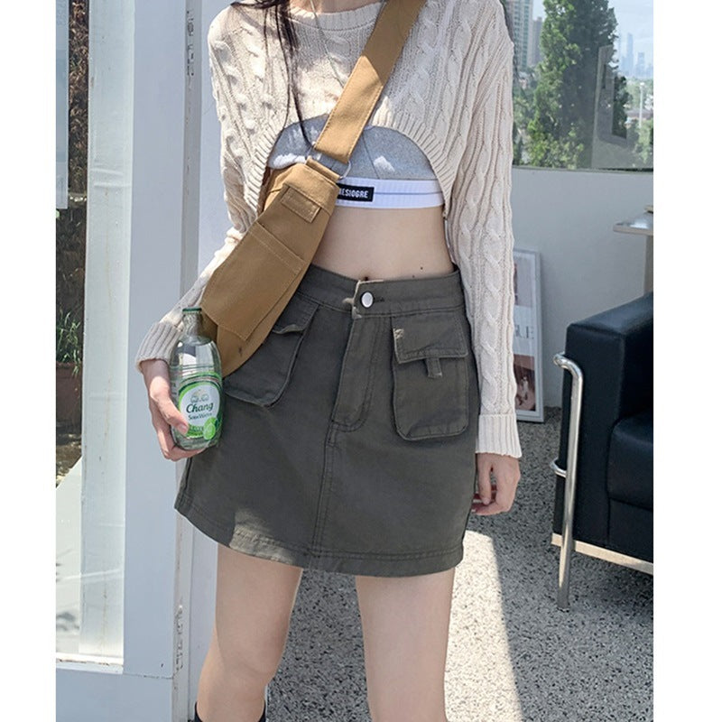 Damen Cargo-Rock mit praktischen Taschen und elastischem Bund