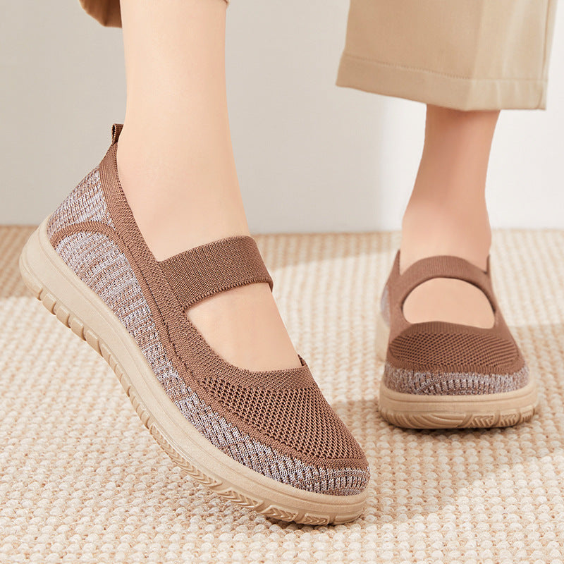 Damen Komfortable Slip-On Sneakers mit elastischem Riemen und atmungsaktivem Obermaterial R&B
