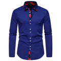 Herren elegantes Langarmhemd mit kreativem Kragen und kontrastierenden Details R&B