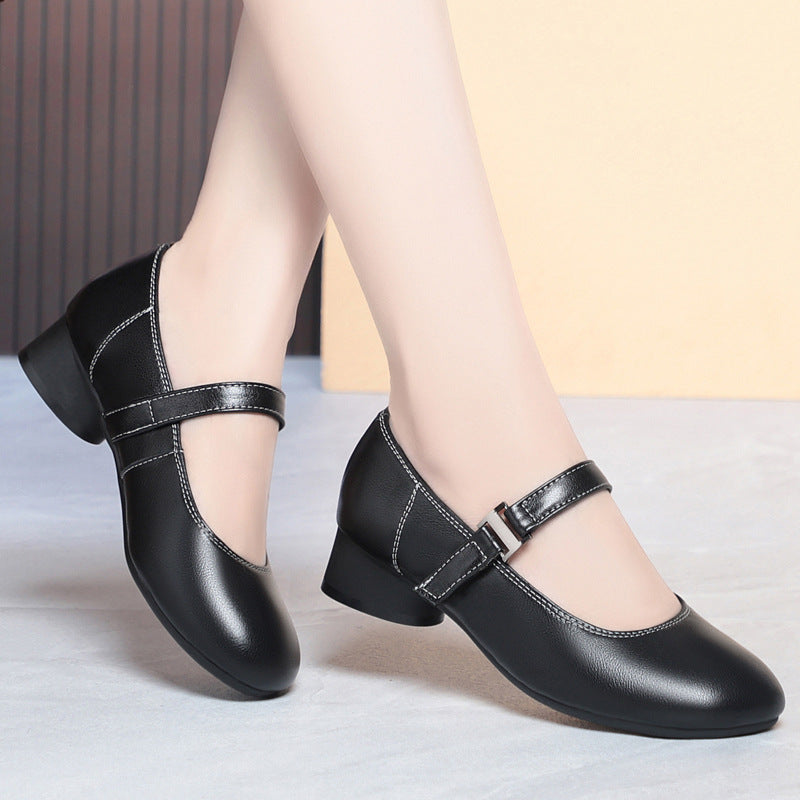 Damen Mary Jane Ballerinas mit verstellbarem Riemen und bequemem Blockabsatz R&B