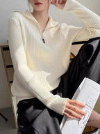Damen Pullover mit Stehkragen und Reißverschluss