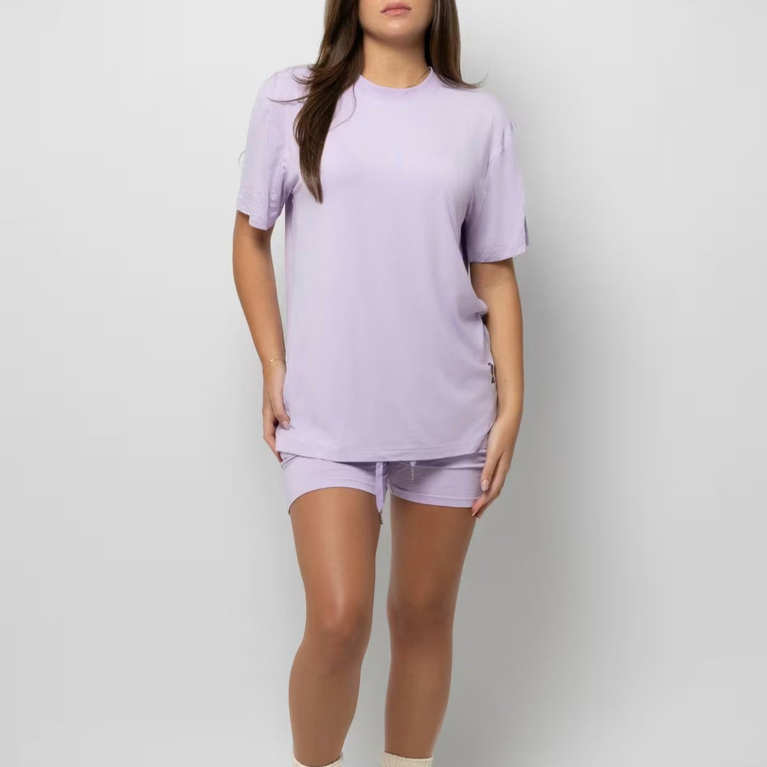 Damen lässiges Set mit oversized T-Shirt und Shorts R&B