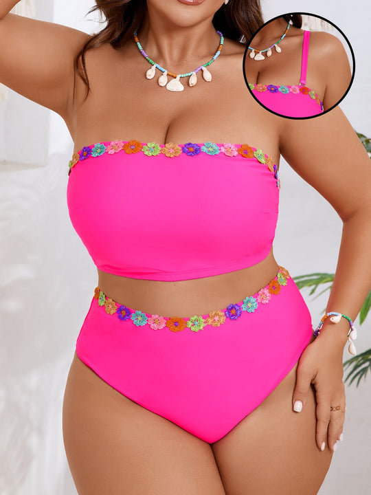 Damen Bandeau-Bikini-Set mit floralem Akzent R&B