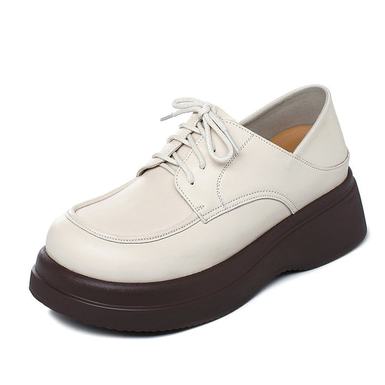 Damen Modische Plateau-Schnürschuhe mit glänzendem Lackfinish und komfortablem Fußbett R&B