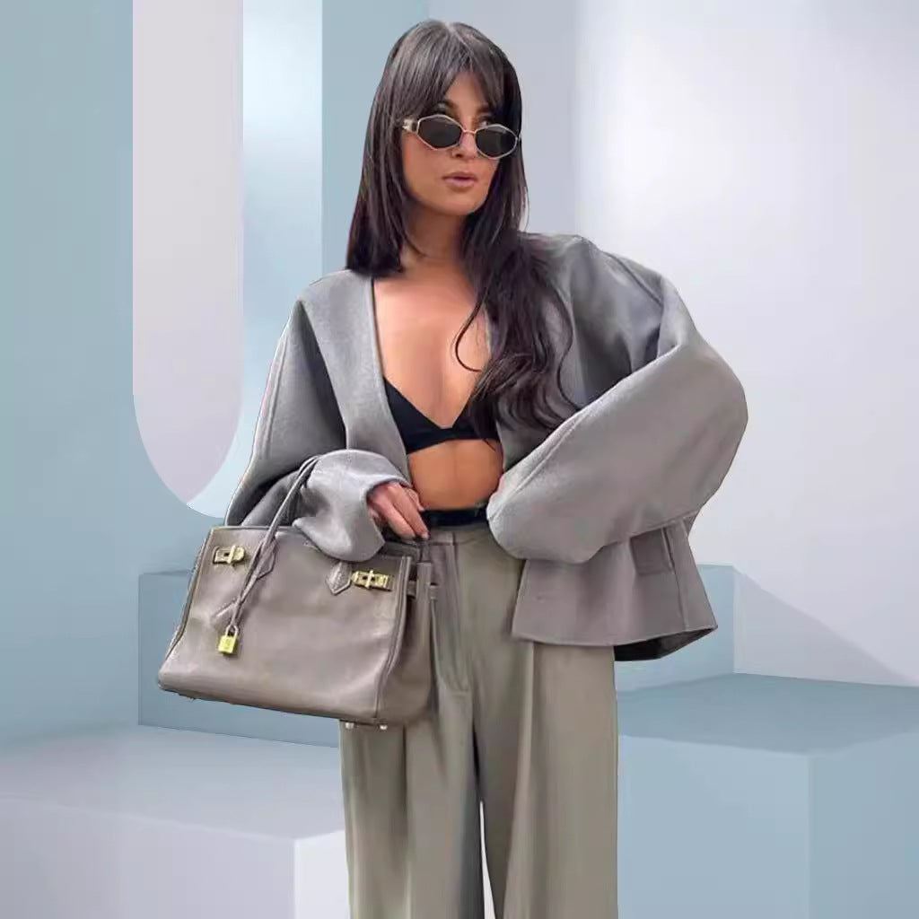Damen Elegante und lässige Oversize-Jacke mit Knopfdetails und weitem Schnitt R&B