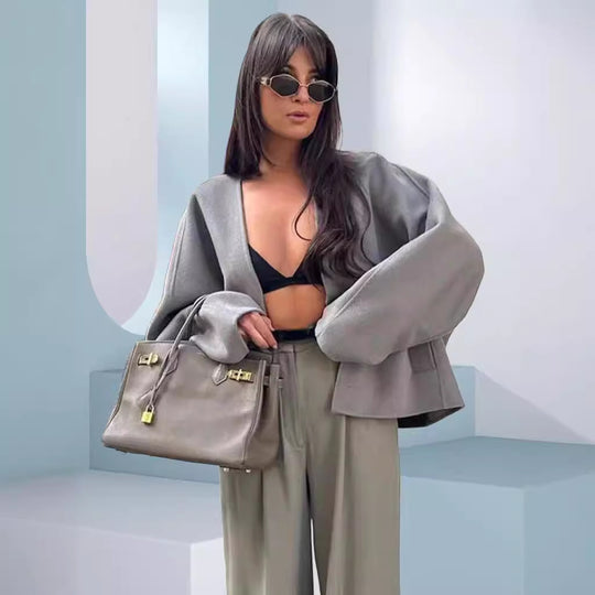 Damen Elegante und lässige Oversize-Jacke mit Knopfdetails und weitem Schnitt R&B