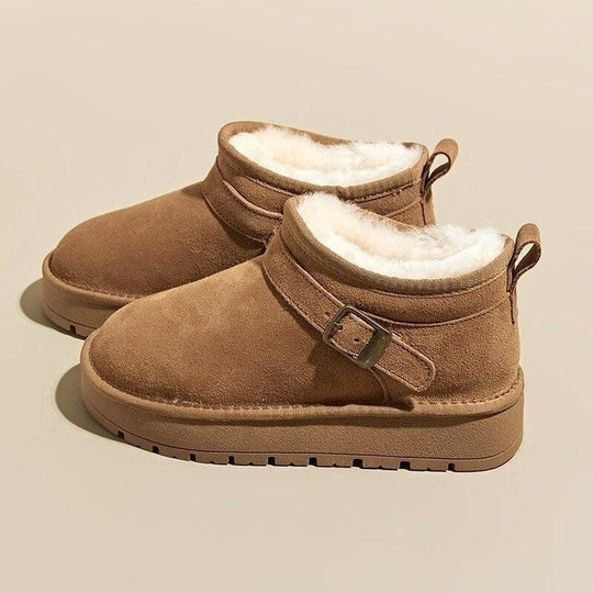 Damen kuschelige Stiefeletten mit weichem Futter und modischer Schnalle R&B