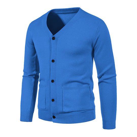 Herren Strickjacke mit V-Ausschnitt und praktischen Taschen R&B