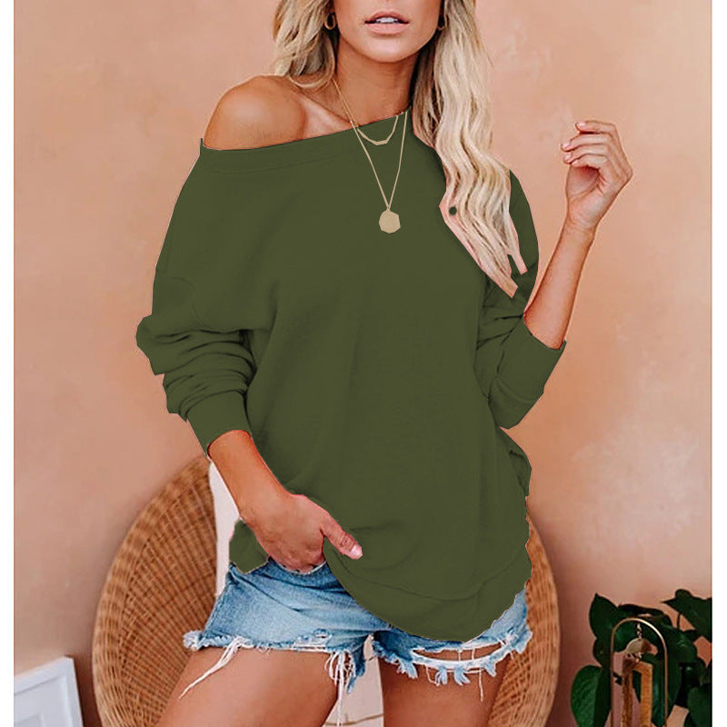 Damen Oversized Sweatshirt mit Schulterdesign R&B