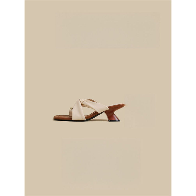 Damen trendige Schluppen-Sandalen mit blockiertem Absatz R&B