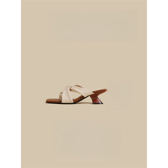 Damen trendige Schluppen-Sandalen mit blockiertem Absatz R&B