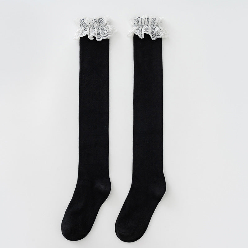 Damen Elegante Overknee-Strümpfe mit romantischem Spitzenrand R&B