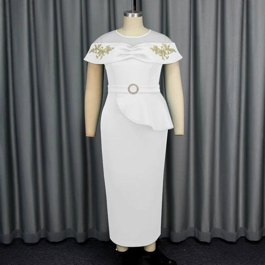 Damen elegantes Wickelkleid mit Schnitt- und Rüschenakzenten R&B
