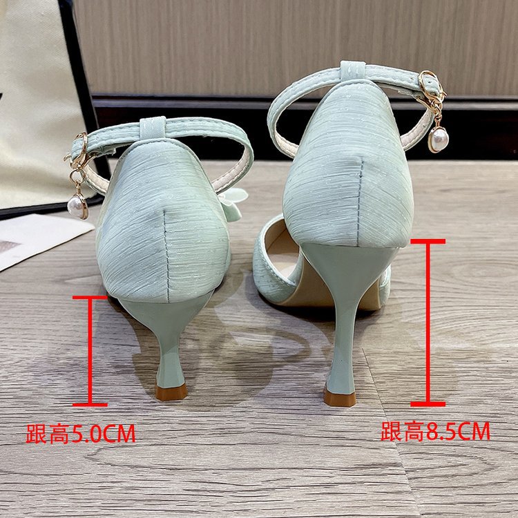 Damen eleganter Absatzschuh mit Schleife und Zierperlen R&B